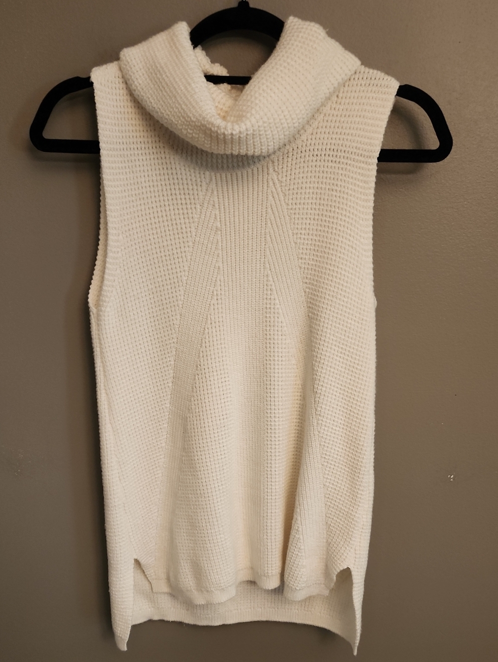 White House Black Market Cream Sleeveless Cowl Neck Sweater
